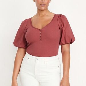 Old Navy Mauve Puff Sleeve Blouse